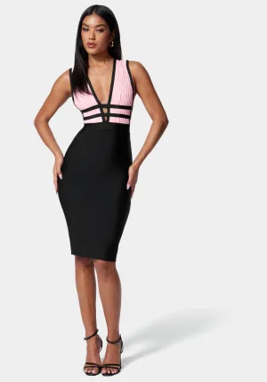Plunge Neck Bandage Dress