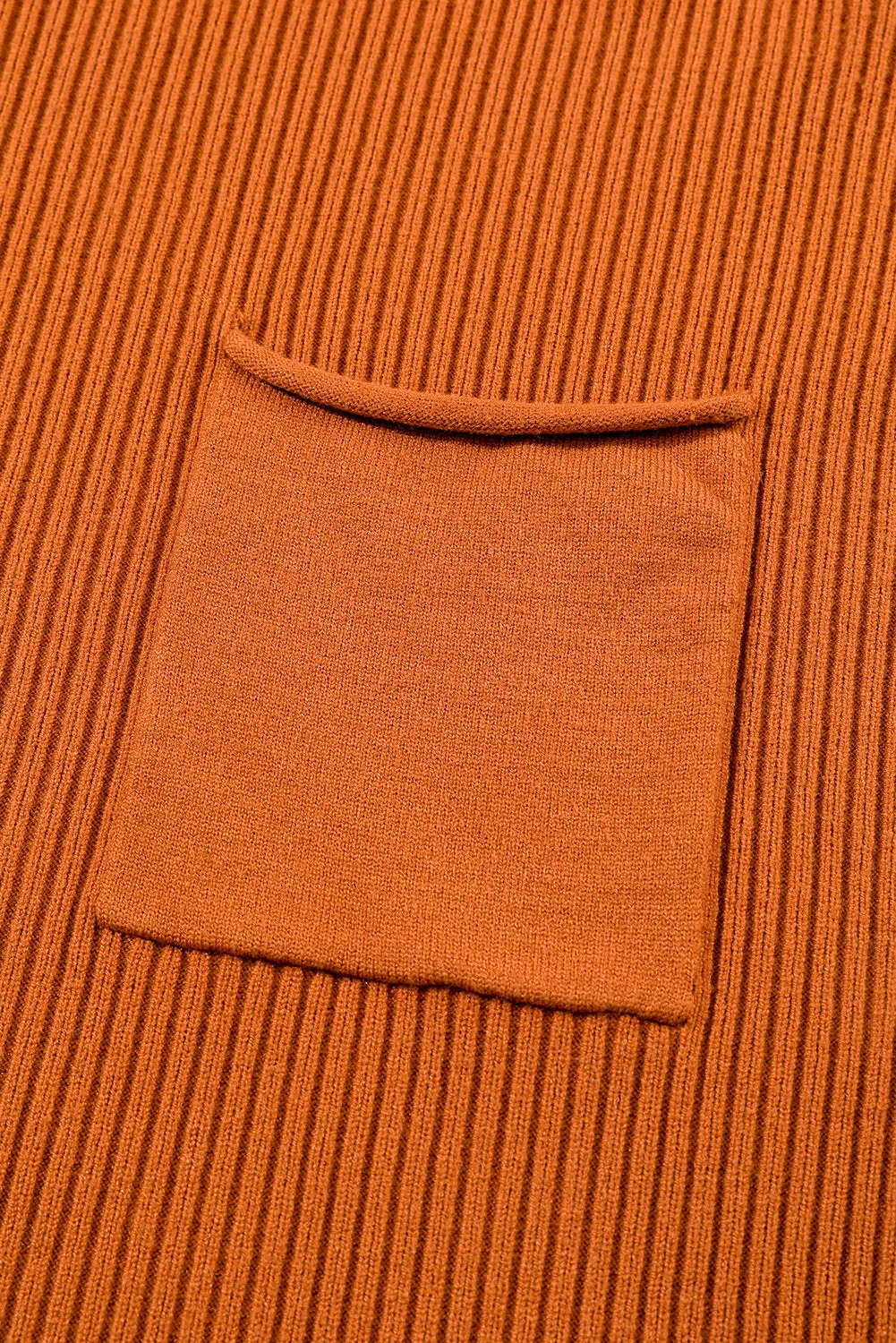 Pocket Ribbed Knit Short Sleeve Sweater