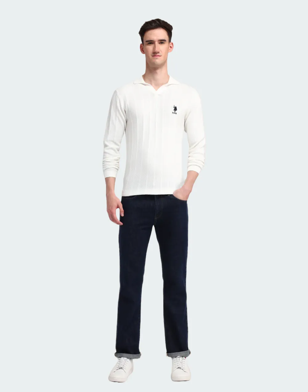 Polo Neck Textured Sweater