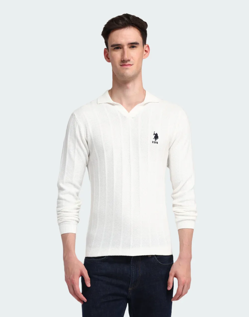 Polo Neck Textured Sweater