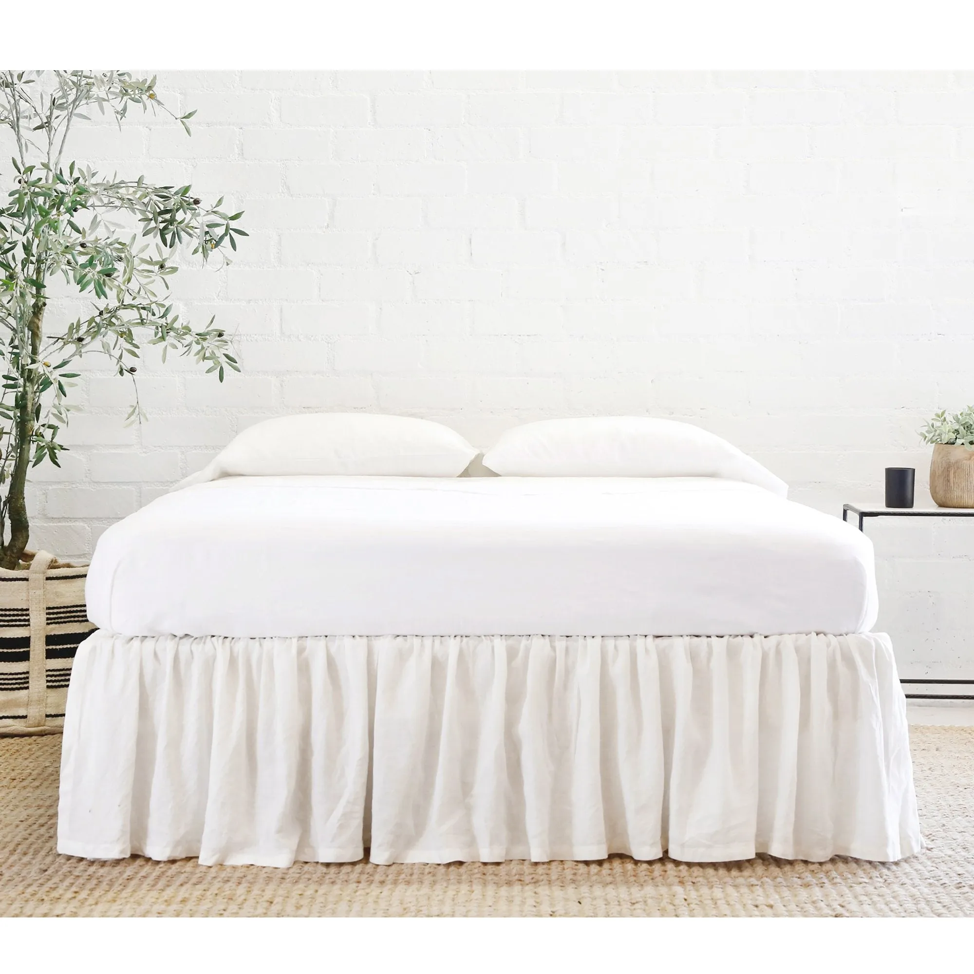 Pom Pom at Home Gathered Cream Linen Bedskirt ~ Available in Twin, Queen and King Sizes