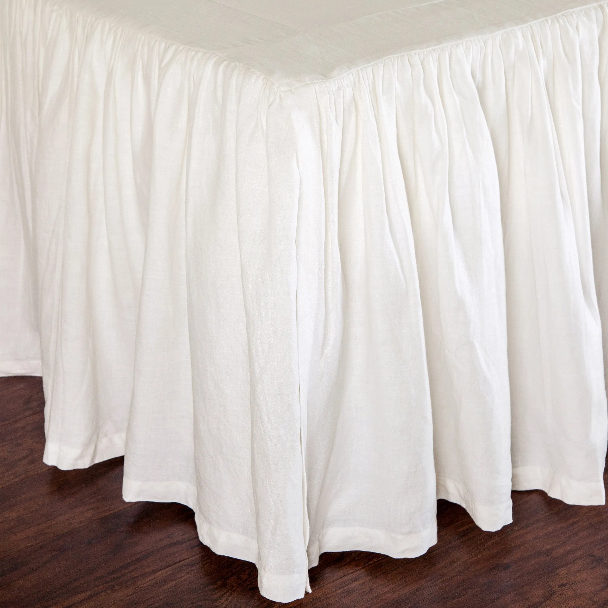 Pom Pom at Home Gathered Cream Linen Bedskirt ~ Available in Twin, Queen and King Sizes