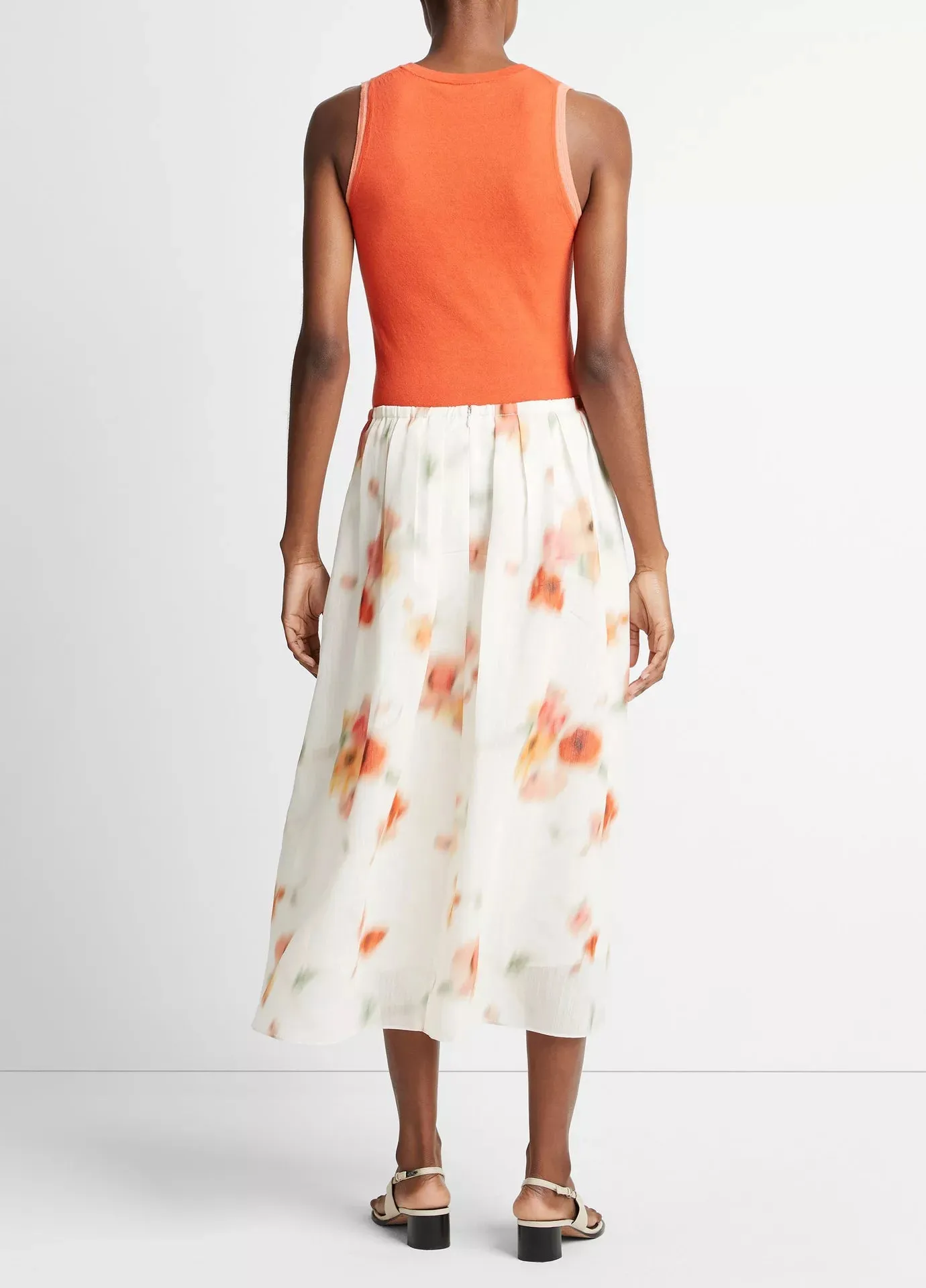 POPPY BLUR GATHERED SKIRT IN CREAM DUSK