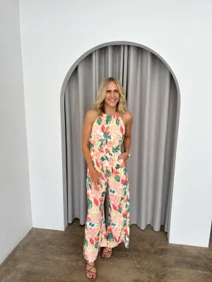 Quinn Jumpsuit- Yellow/green/peach