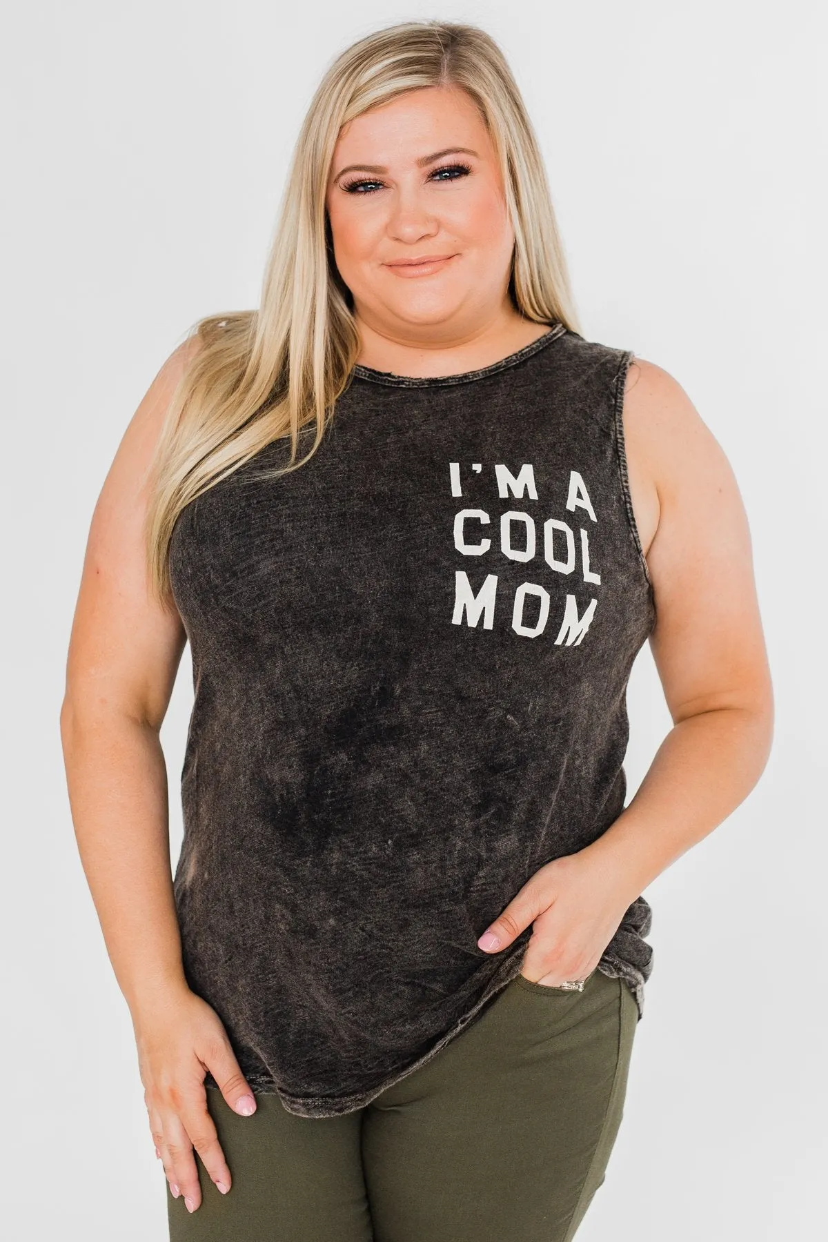 "I'm a Cool Mom" Tank Top- Black Vintage