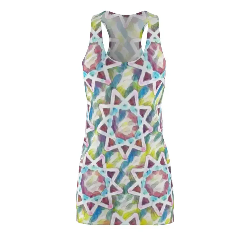 Radiant Racerback Dress in Colorful Star Pattern