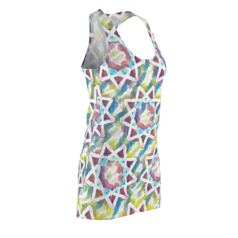 Radiant Racerback Dress in Colorful Star Pattern
