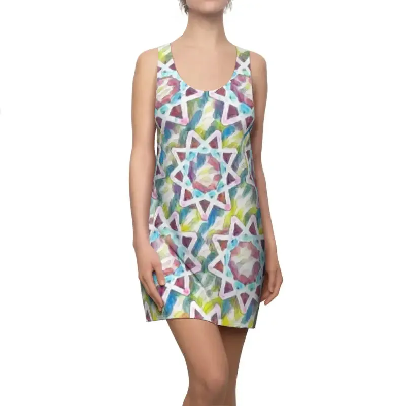 Radiant Racerback Dress in Colorful Star Pattern
