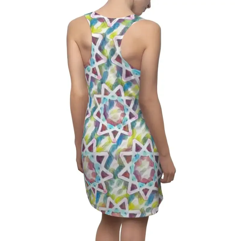 Radiant Racerback Dress in Colorful Star Pattern