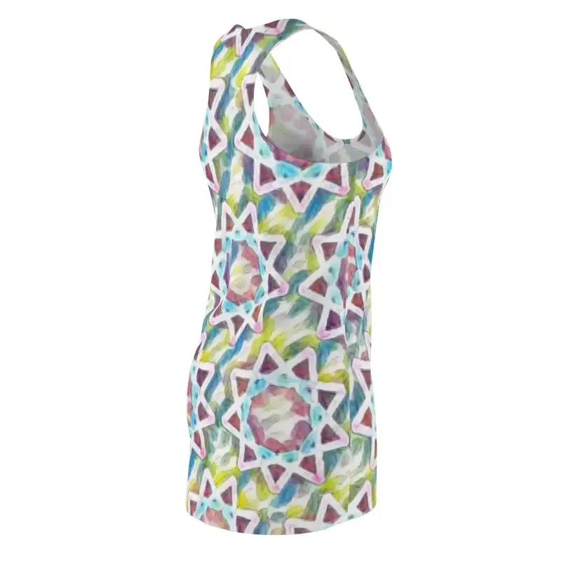 Radiant Racerback Dress in Colorful Star Pattern