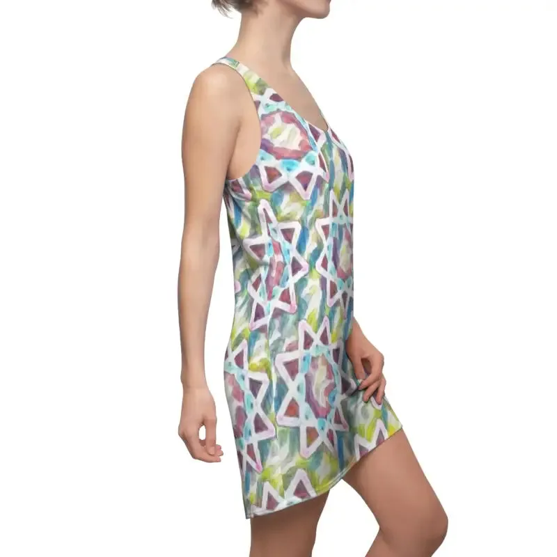 Radiant Racerback Dress in Colorful Star Pattern