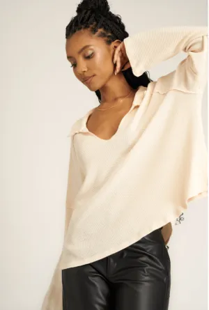 Risa Burnout Thermal Pullover by Project Social T | Mother of Pearl