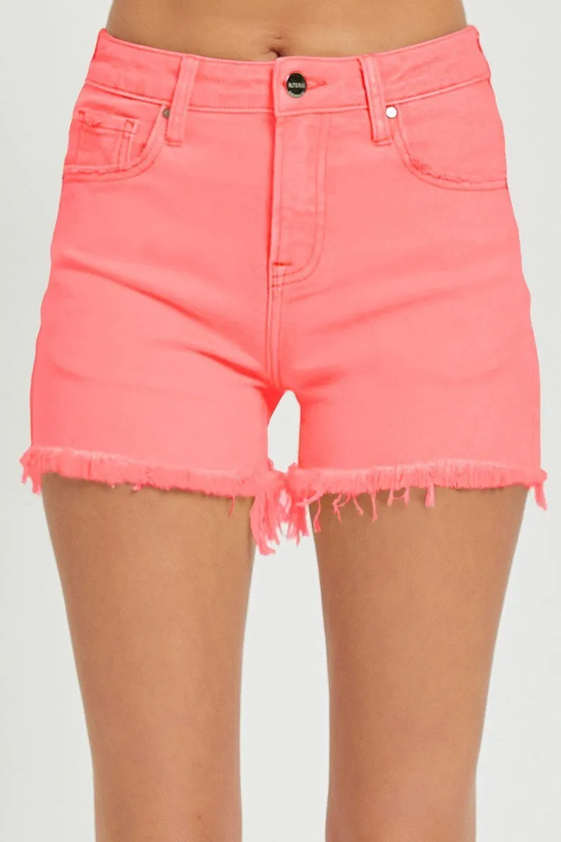 Risen | Tummy Control High Rise Fray Hem Shorts