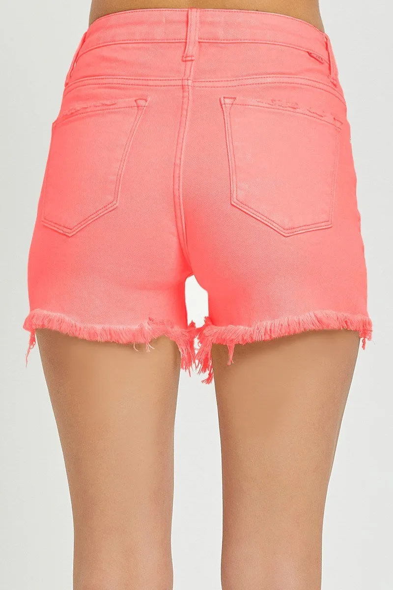 Risen | Tummy Control High Rise Fray Hem Shorts