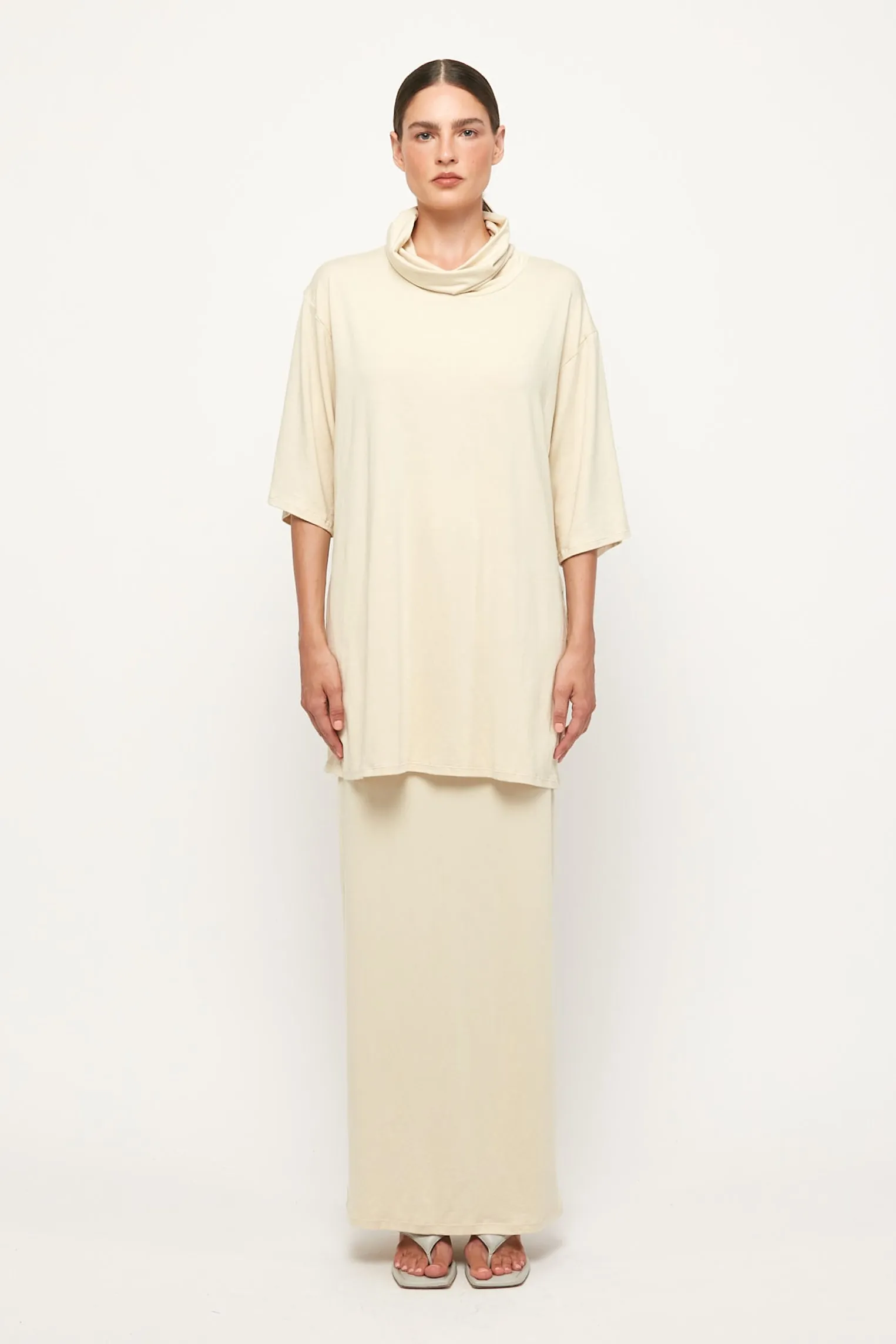 Roll Neck Top | Relaxed Pencil Skirt