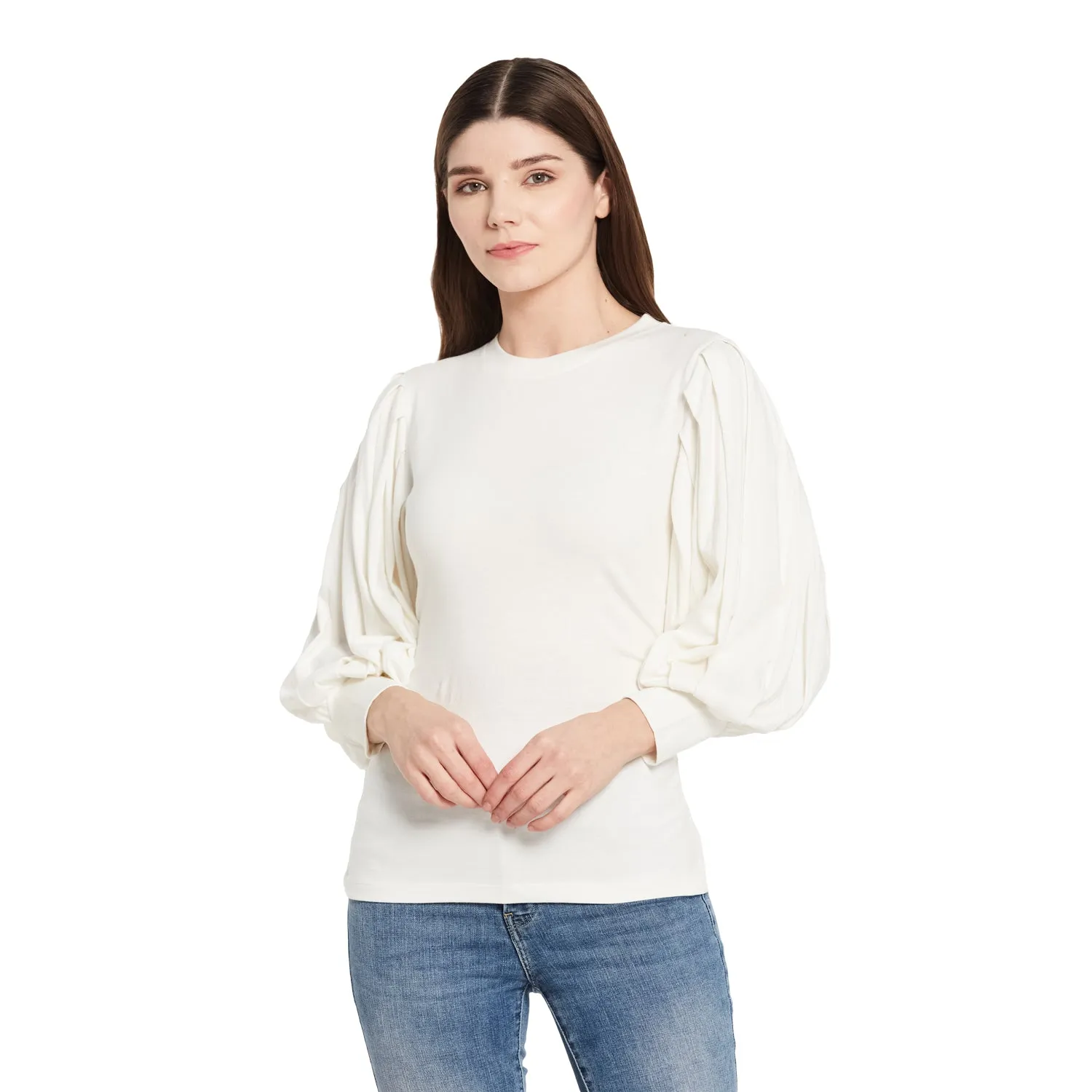 ROUND NECK PLEATED TOP