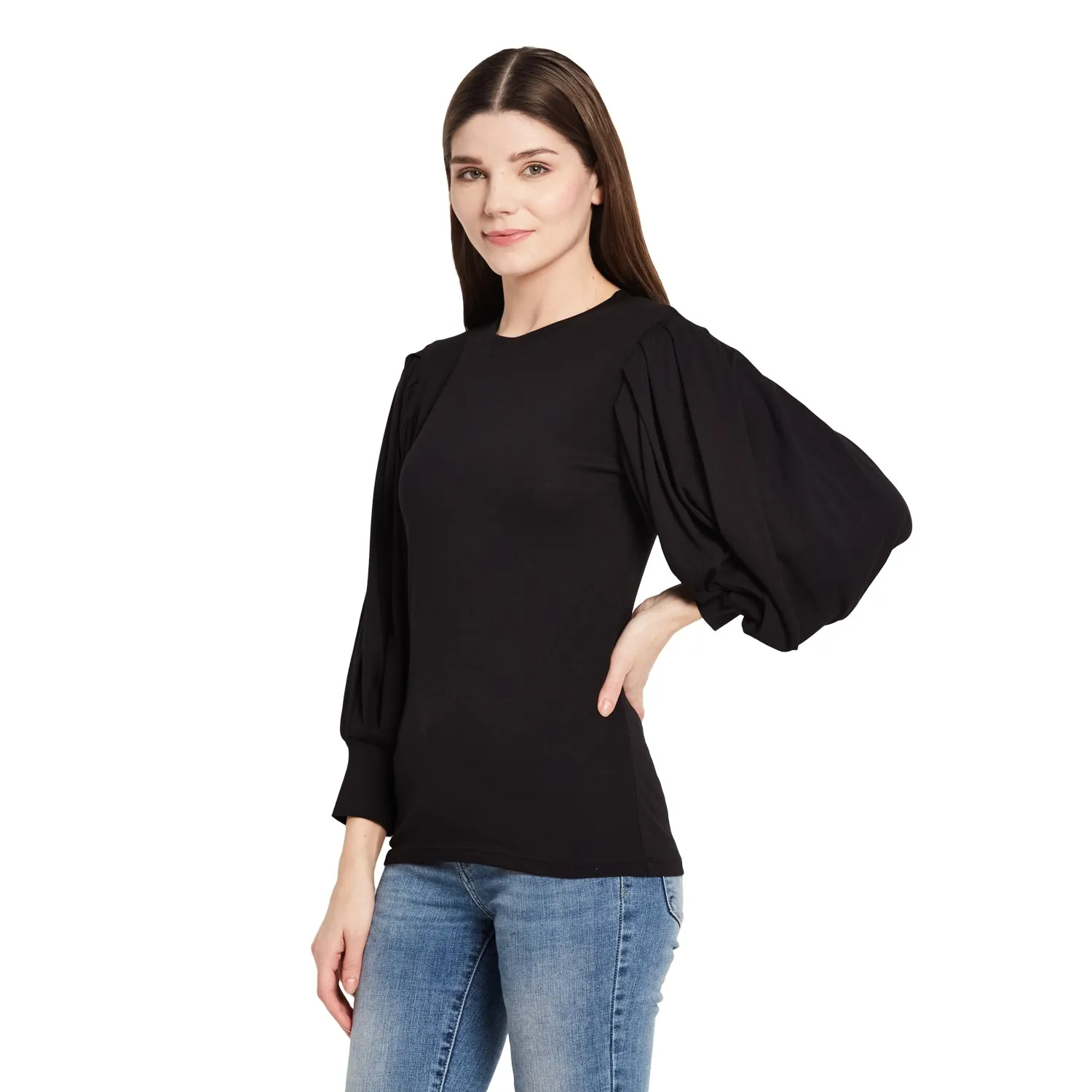 ROUND NECK PLEATED TOP