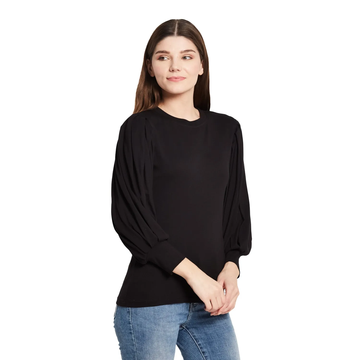 ROUND NECK PLEATED TOP