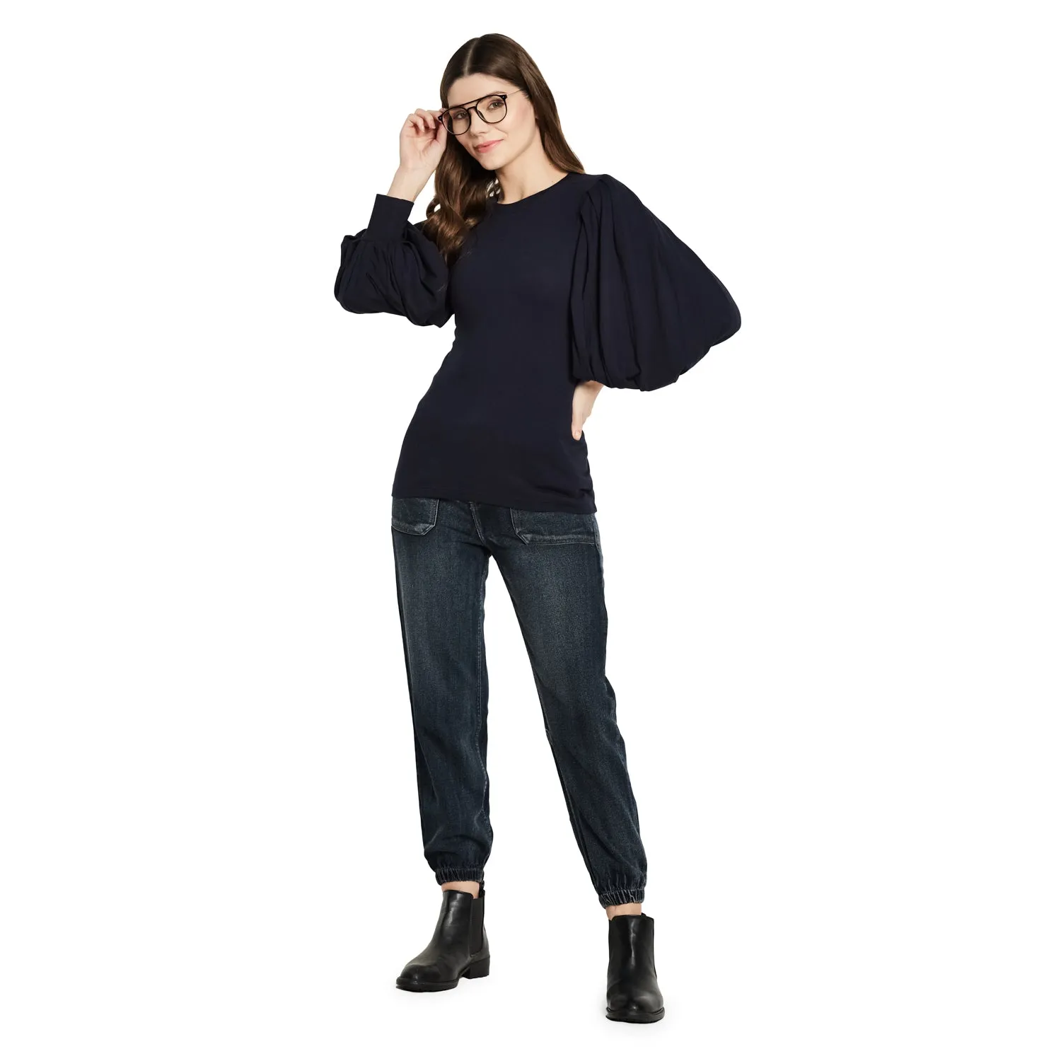 ROUND NECK PLEATED TOP