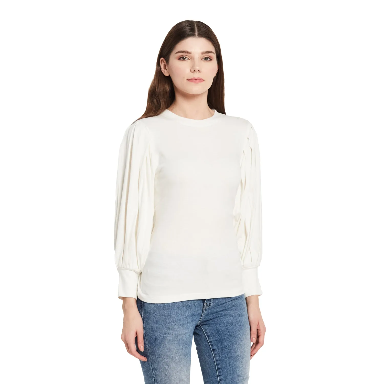 ROUND NECK PLEATED TOP