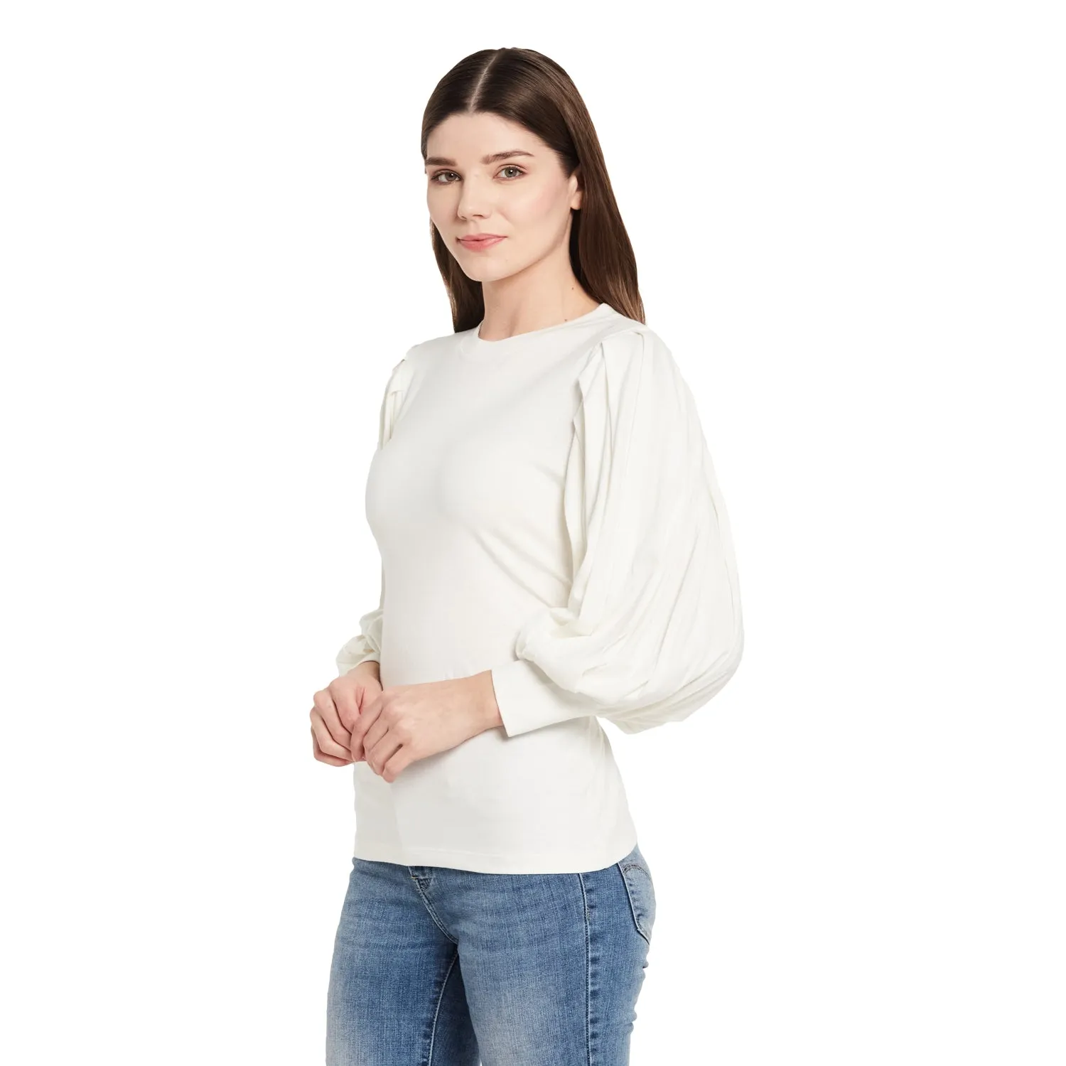 ROUND NECK PLEATED TOP