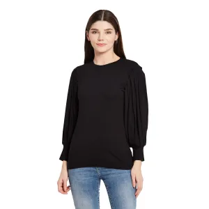 ROUND NECK PLEATED TOP