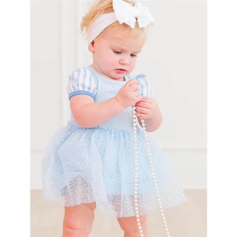Rufflebutts - Baby Girls Princess Bow Twirl Short Sleeve Romper