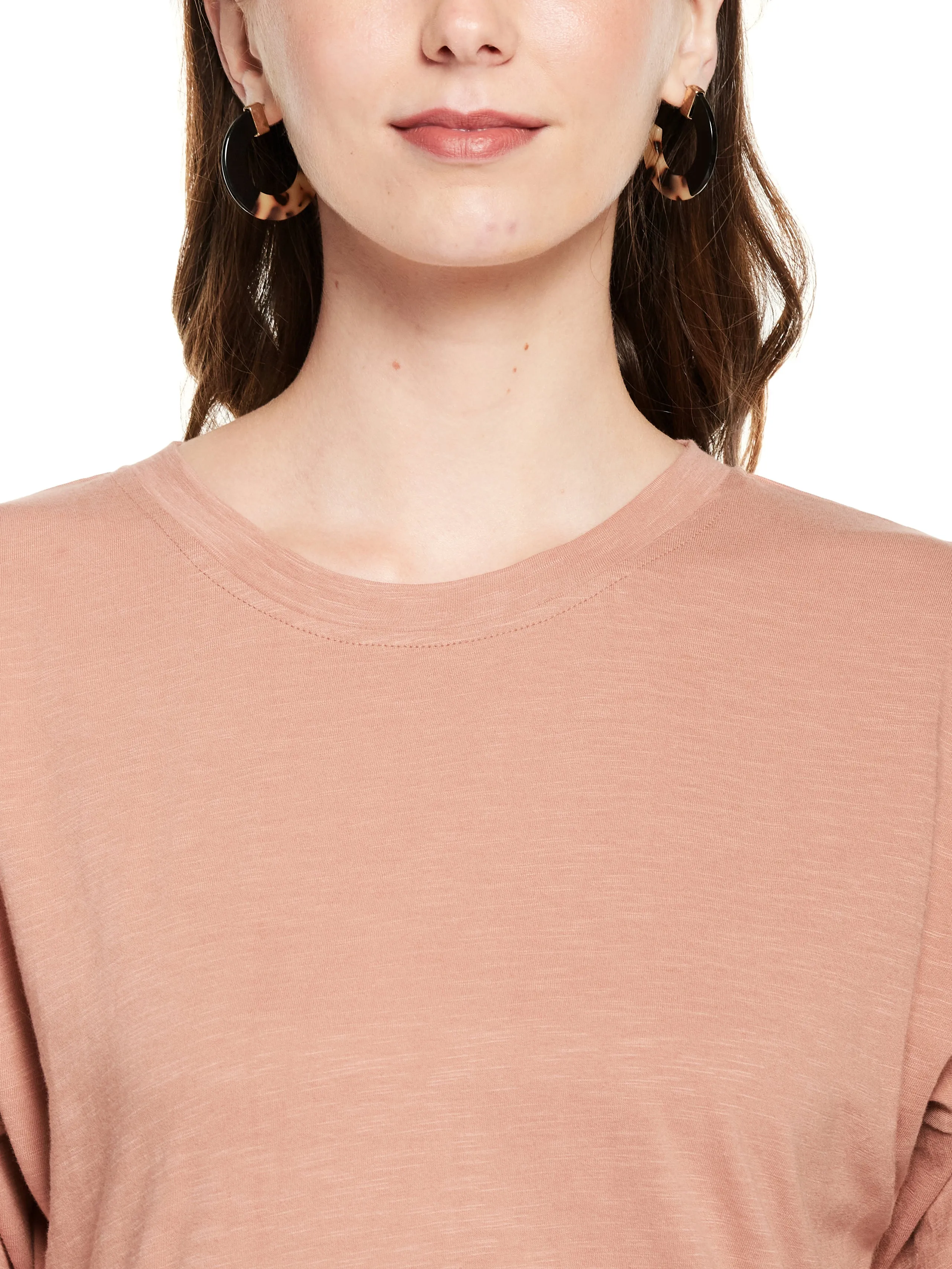 Ruffled Sleeve Cotton Slub Top