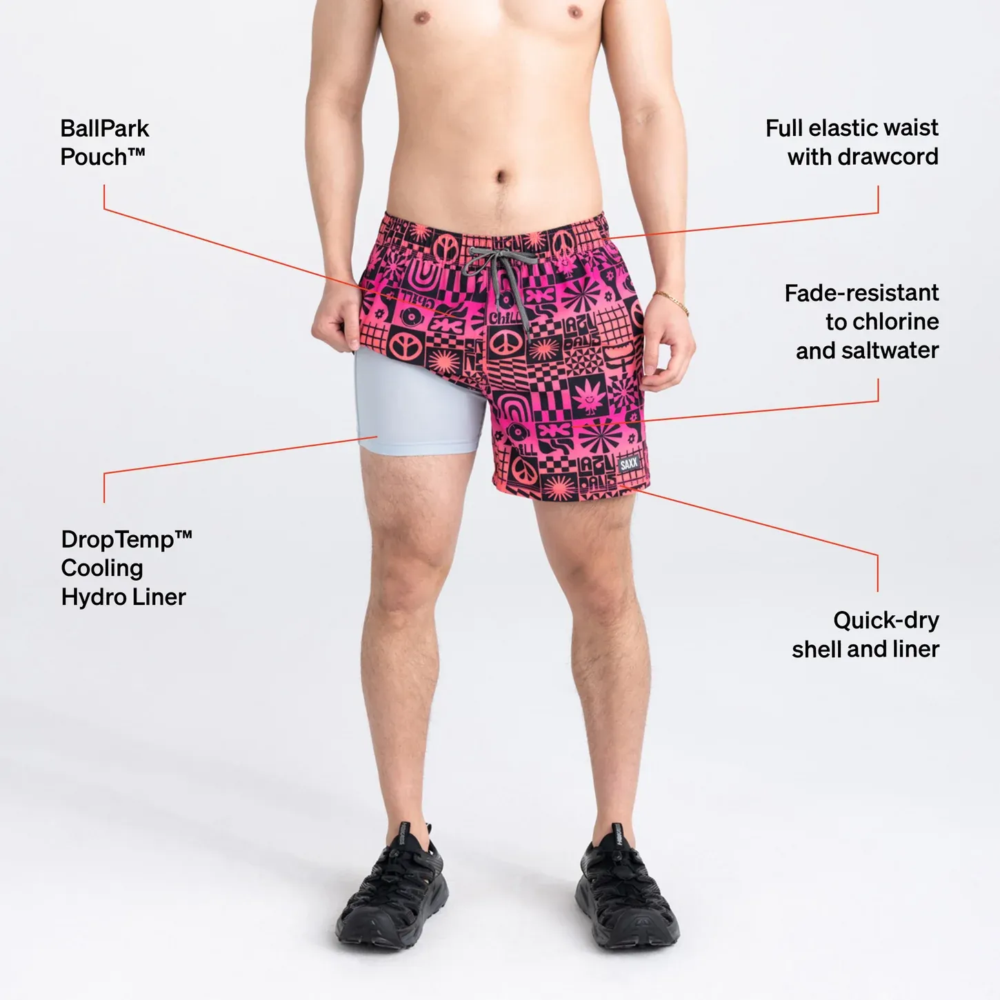 Saxx Mens Oh Buoy Stretch Volley 5" Swim Short - Lazy Days