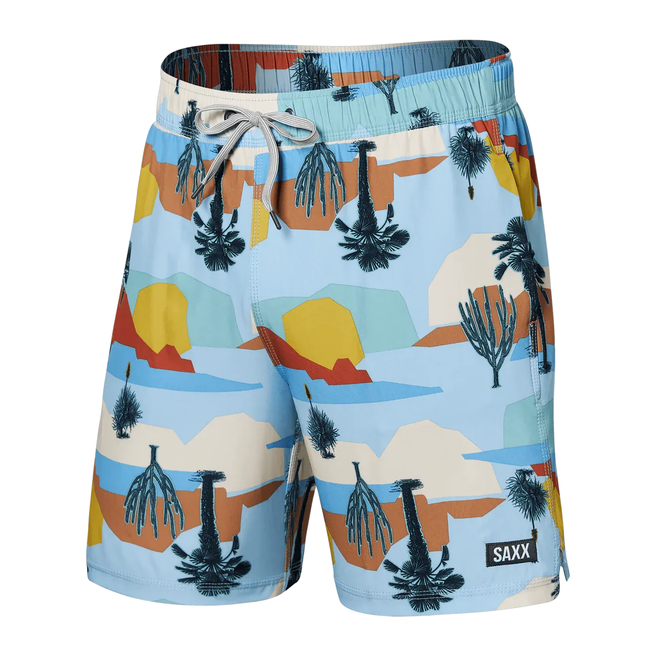 Saxx Mens Oh Buoy Stretch Volley 7" Swim Short - Baja Bound - Chambray Multi