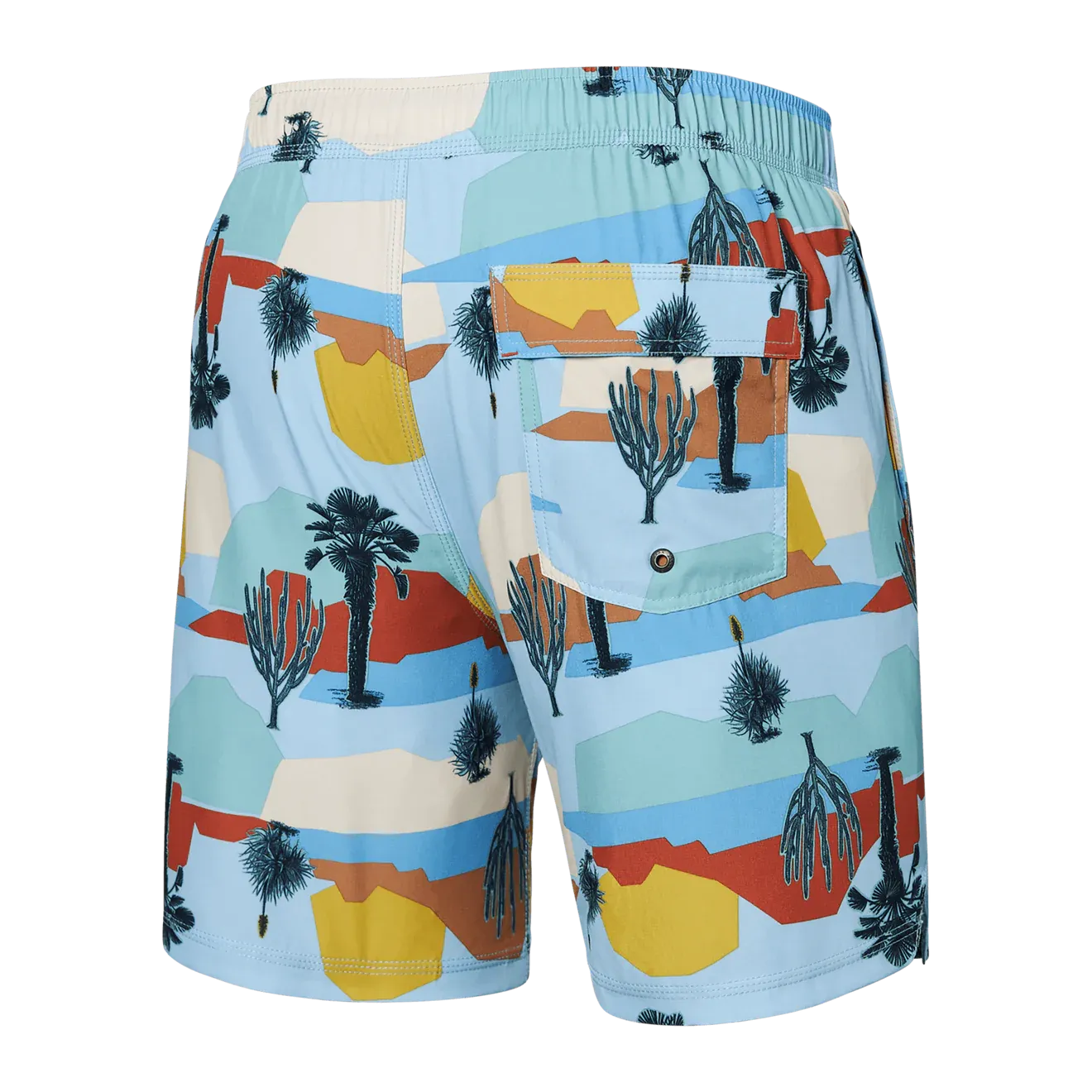 Saxx Mens Oh Buoy Stretch Volley 7" Swim Short - Baja Bound - Chambray Multi