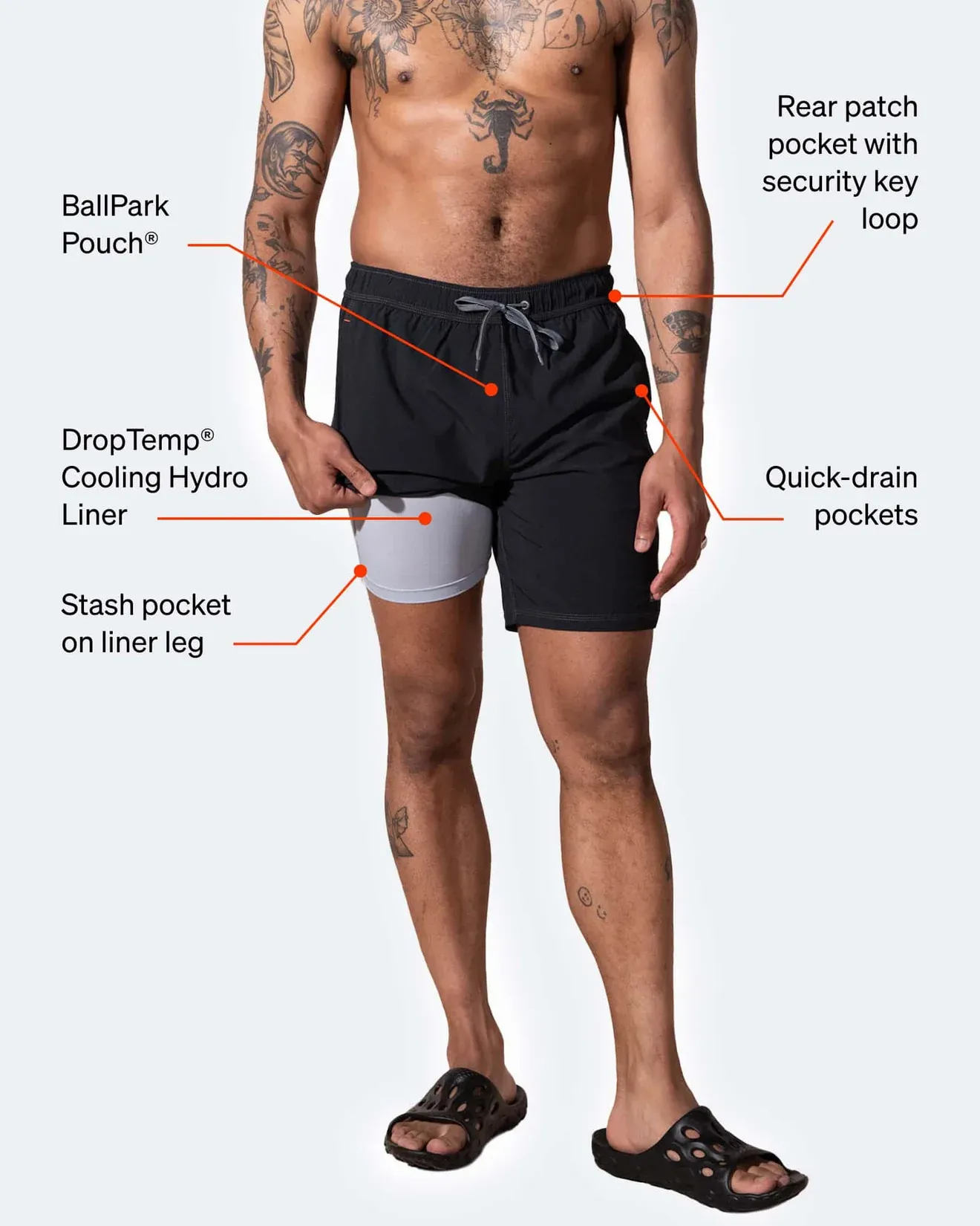 Saxx Mens Oh Buoy Stretch Volley 7" Swim Short - Baja Bound - Chambray Multi