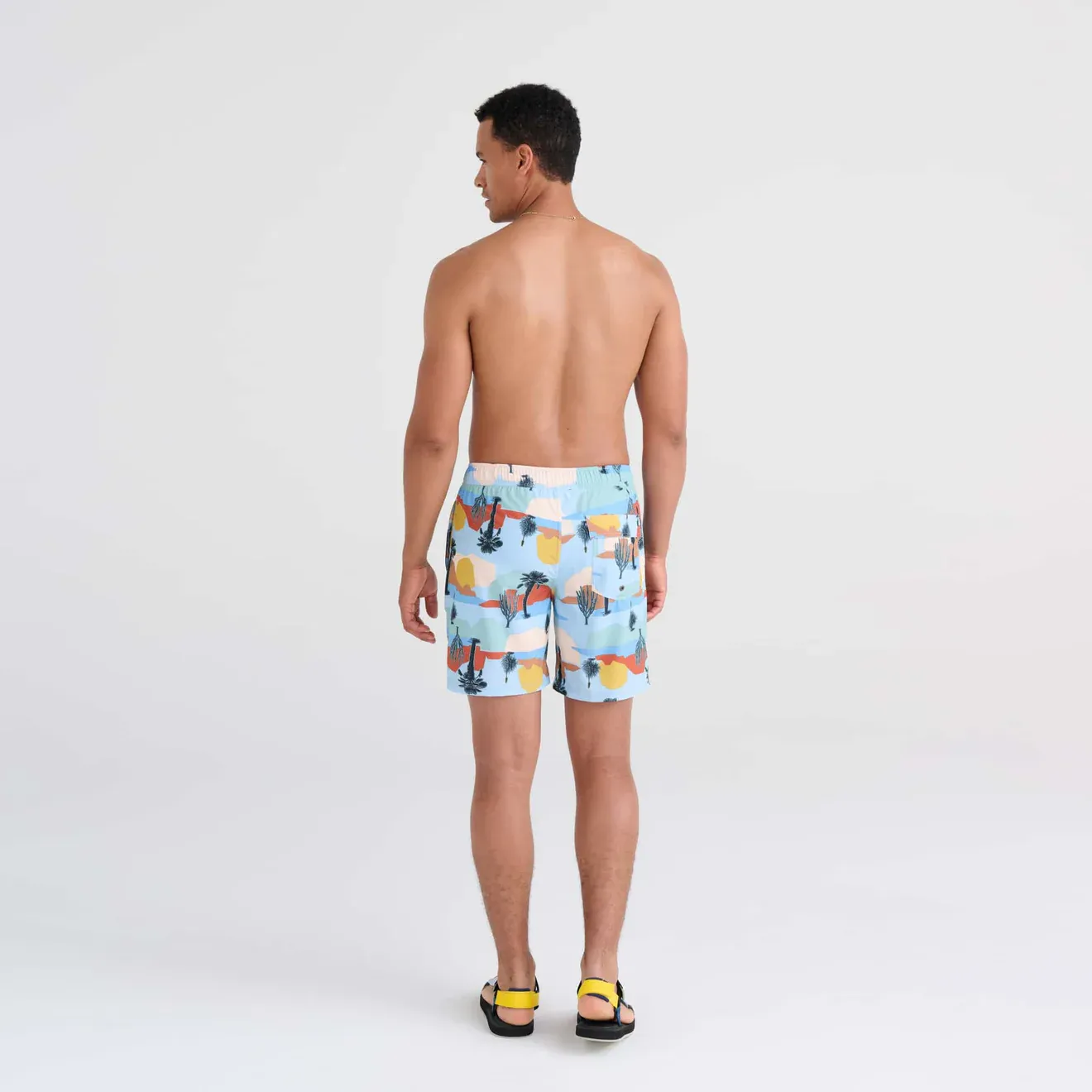 Saxx Mens Oh Buoy Stretch Volley 7" Swim Short - Baja Bound - Chambray Multi