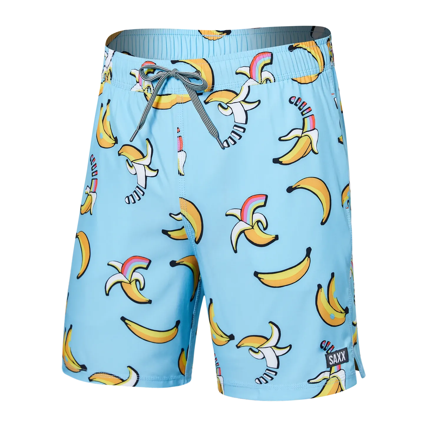 Saxx Mens Oh Buoy Stretch Volley 7" Swim Short - Rainbow Bananas