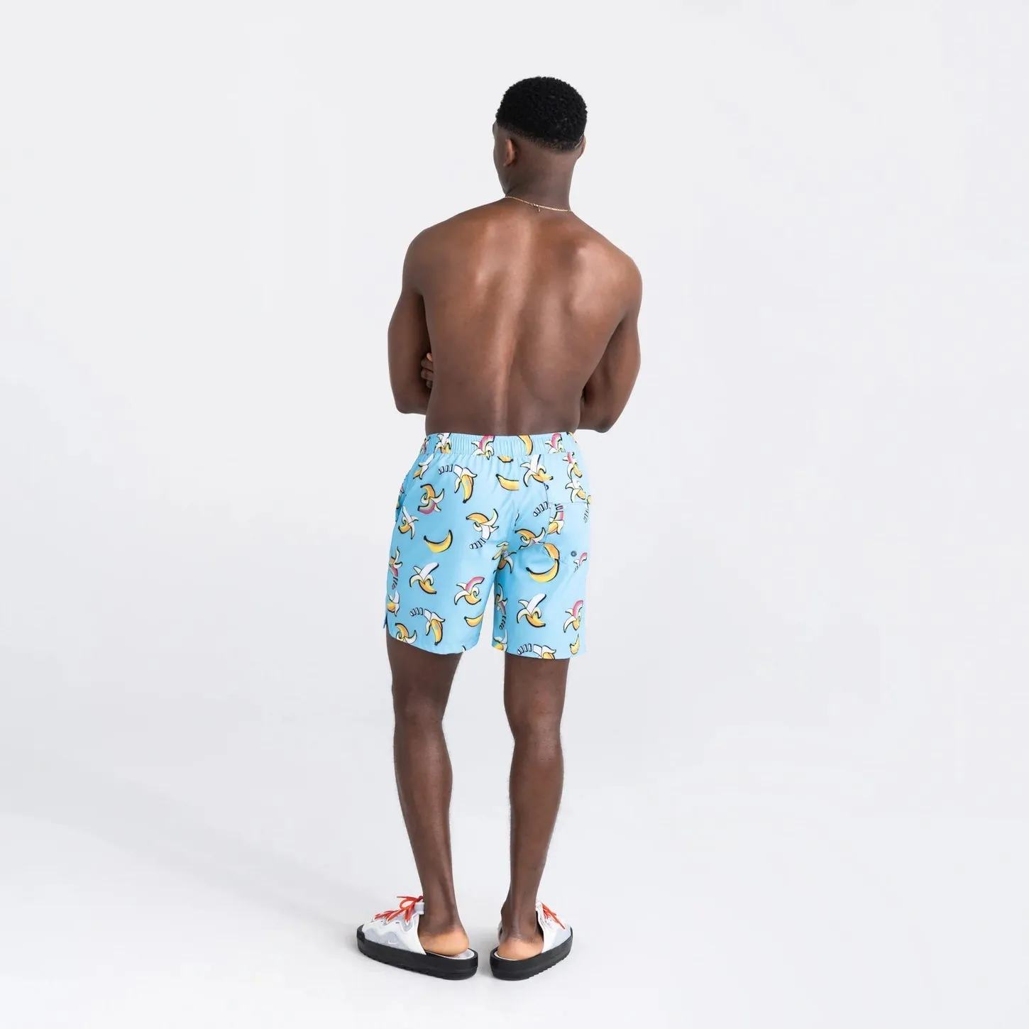 Saxx Mens Oh Buoy Stretch Volley 7" Swim Short - Rainbow Bananas