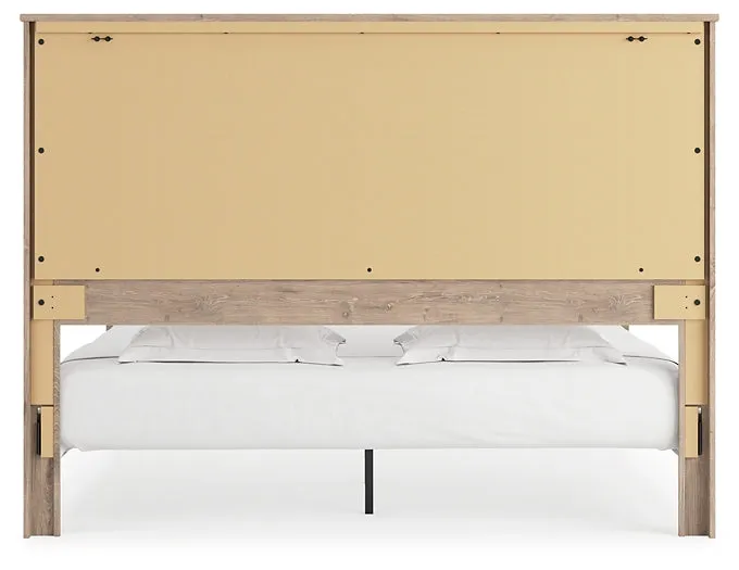 Senniberg King Panel Bed with Mirrored Dresser, Chest and Nightstand