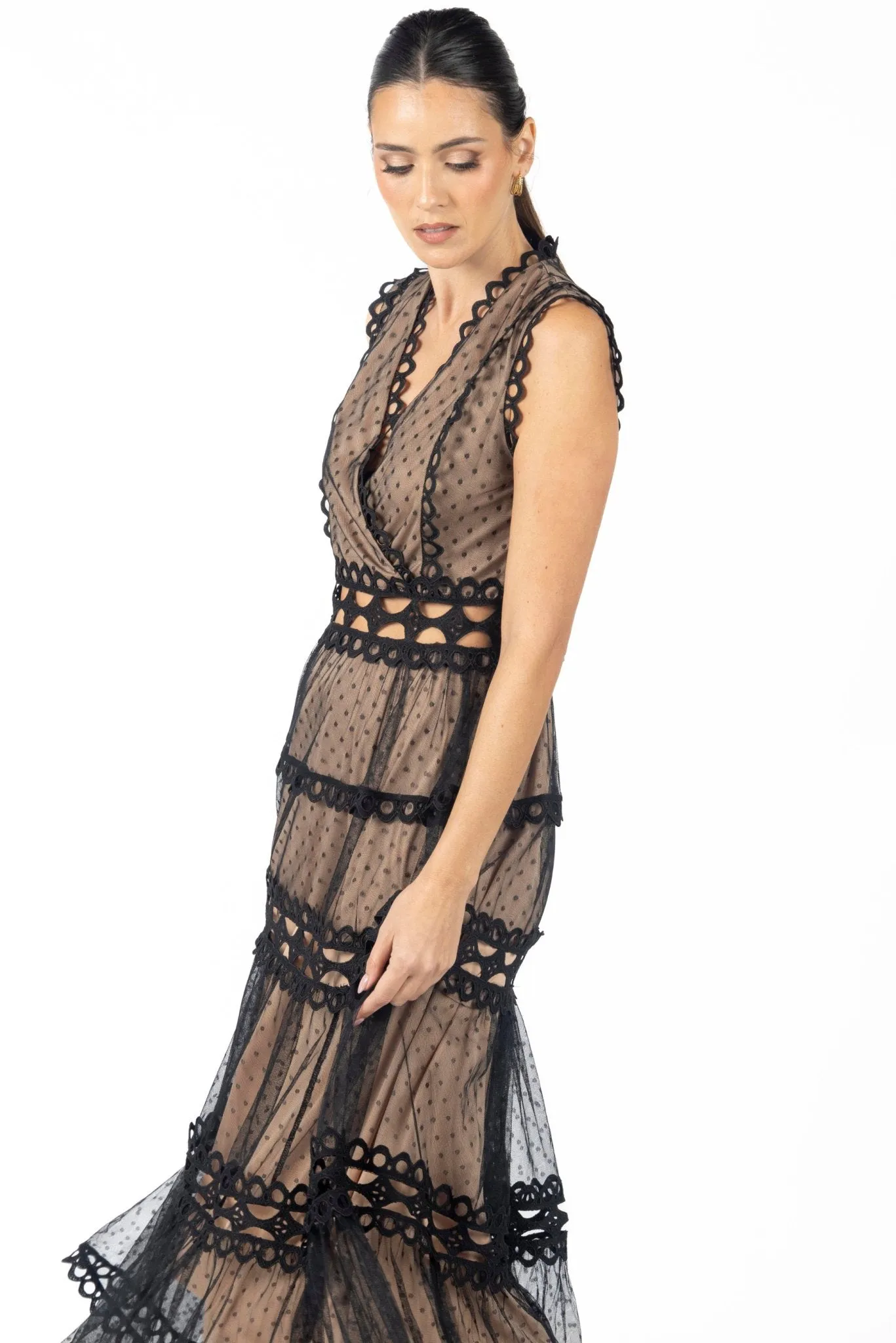 Serena Black Lace Maxi Dress