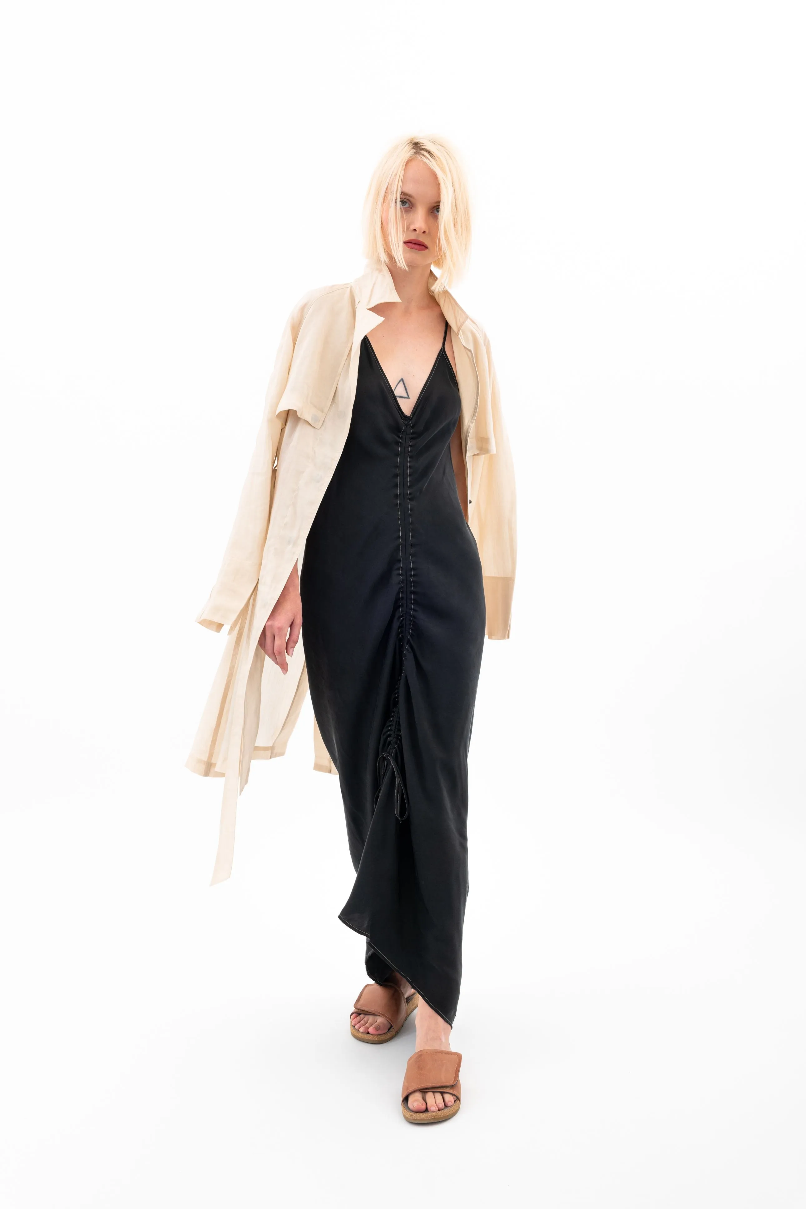 Silky Cupro Long Spaghetti Strap Dress - WILEY
