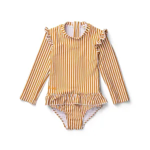 Sille Swim Jumpsuit - Y/D stripe: Mustard/white
