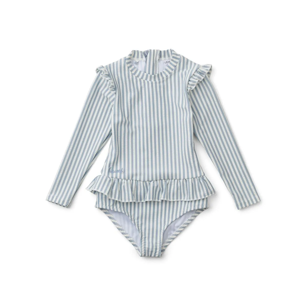 Sille Swim Jumpsuit - Y/D stripe: Sea blue/white