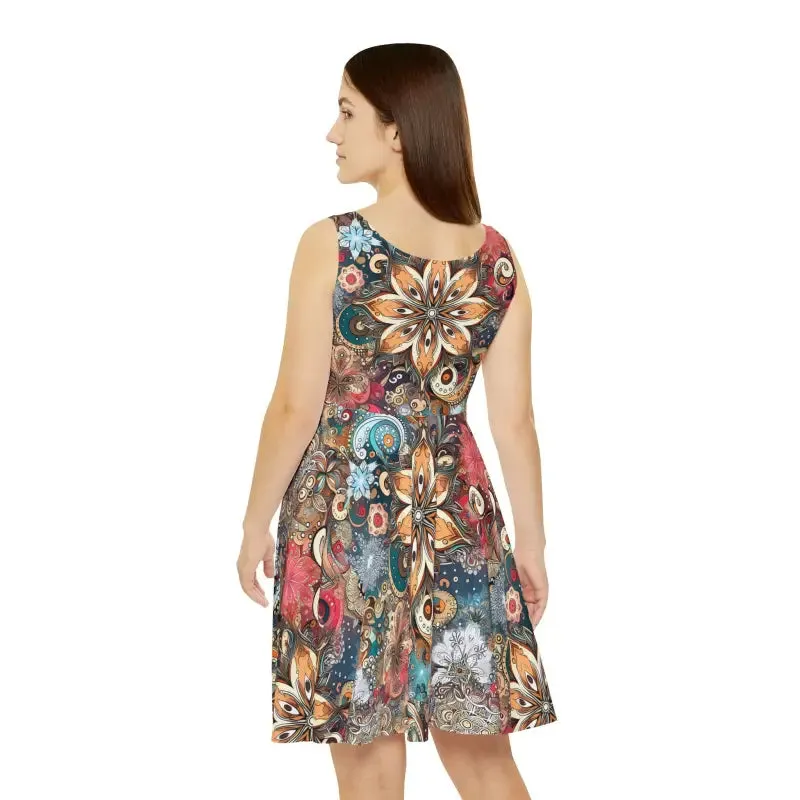 Skater Dress Floral Pattern Trendy Womens Fashion