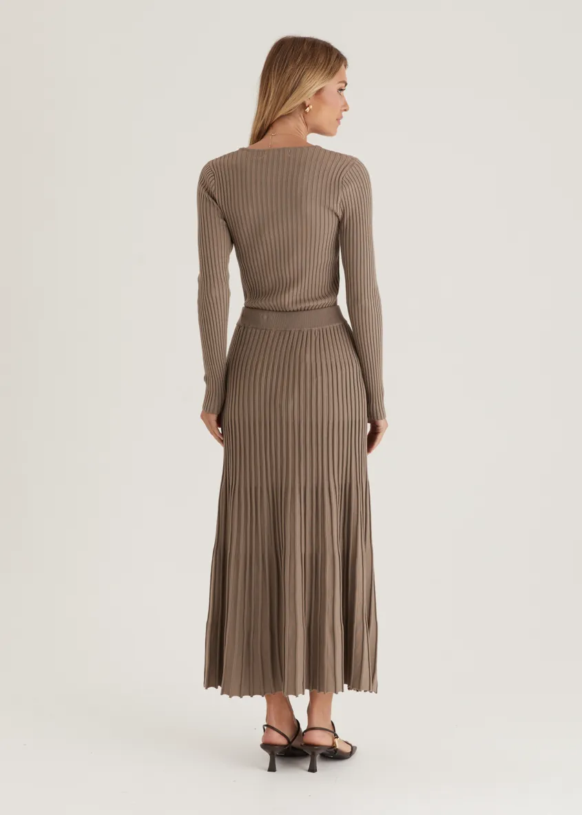 Skylee Knit Maxi Skirt - Mocha