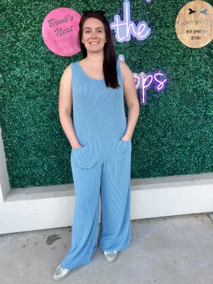Slate Ribbed Jumpsuit