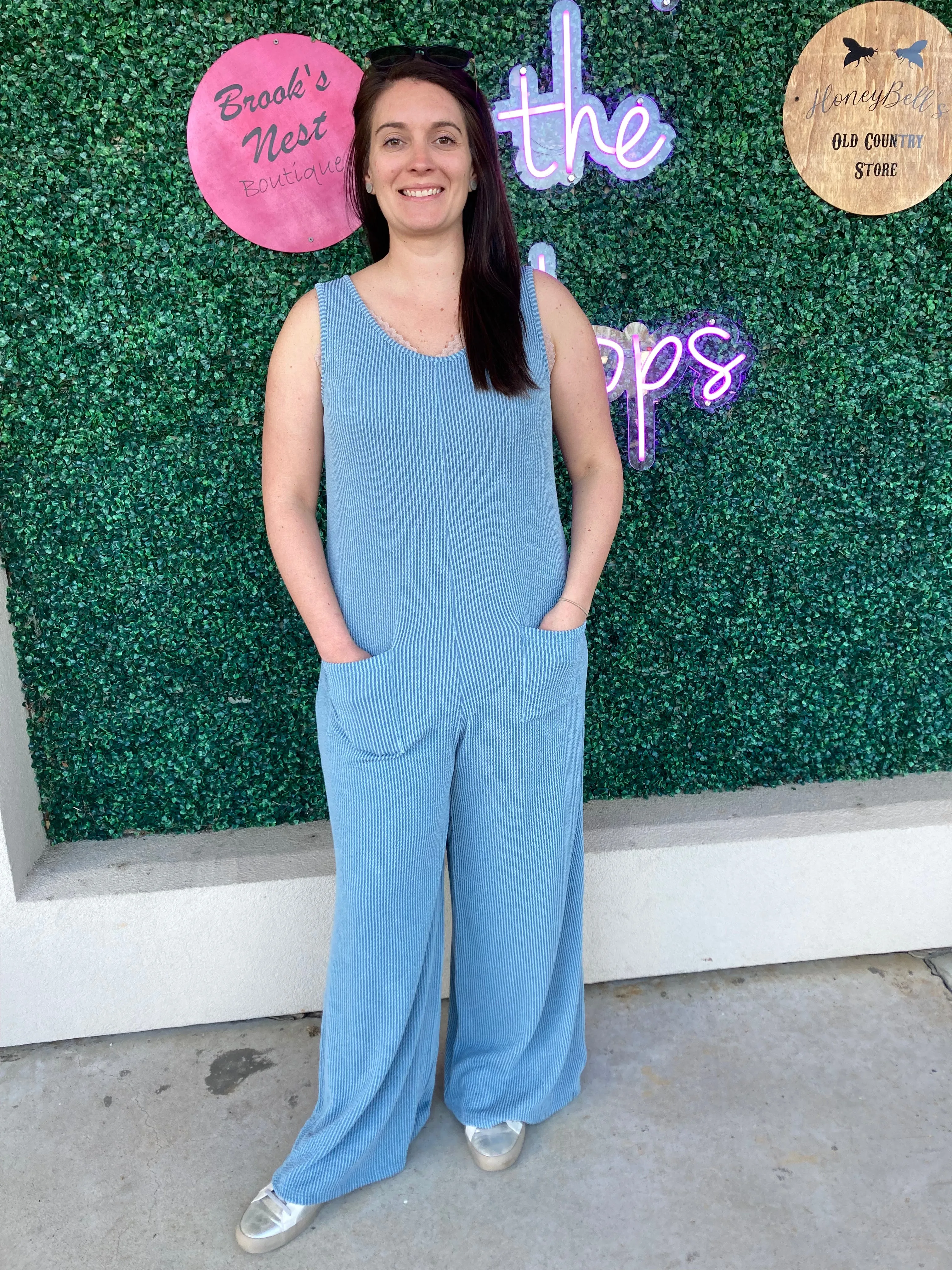 Slate Ribbed Jumpsuit