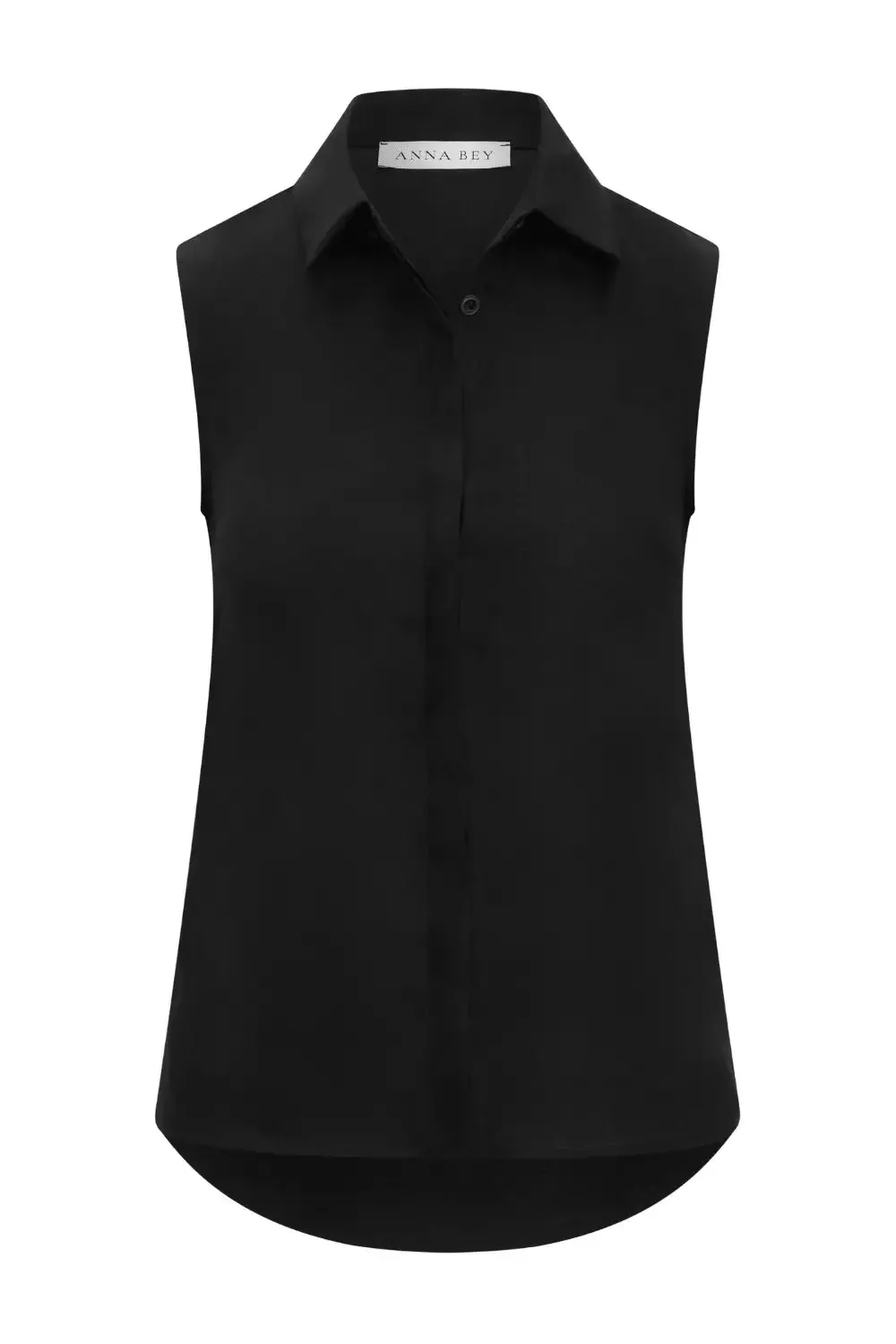 Sleeveless Linen Shirt in Black