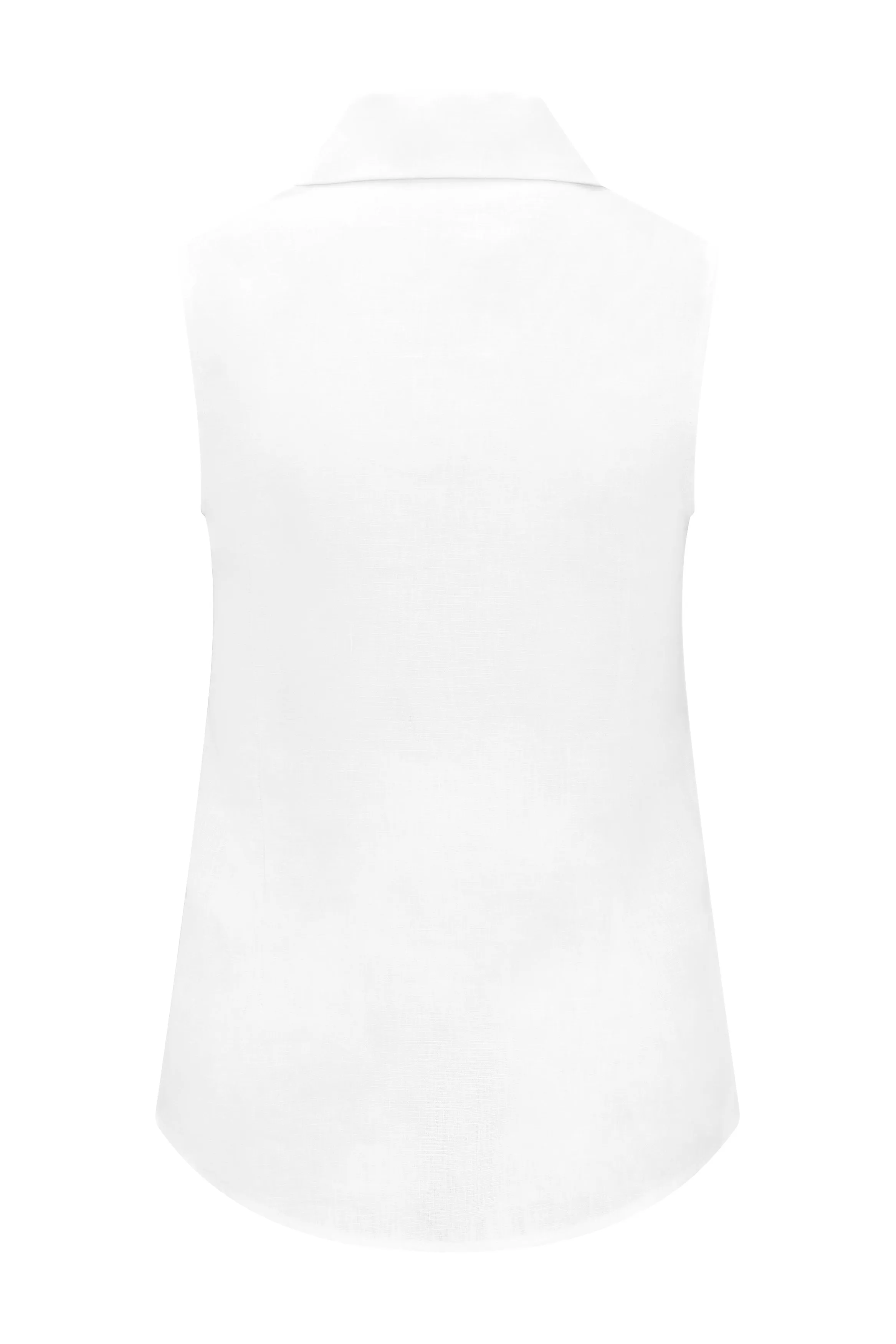Sleeveless Linen Shirt in White