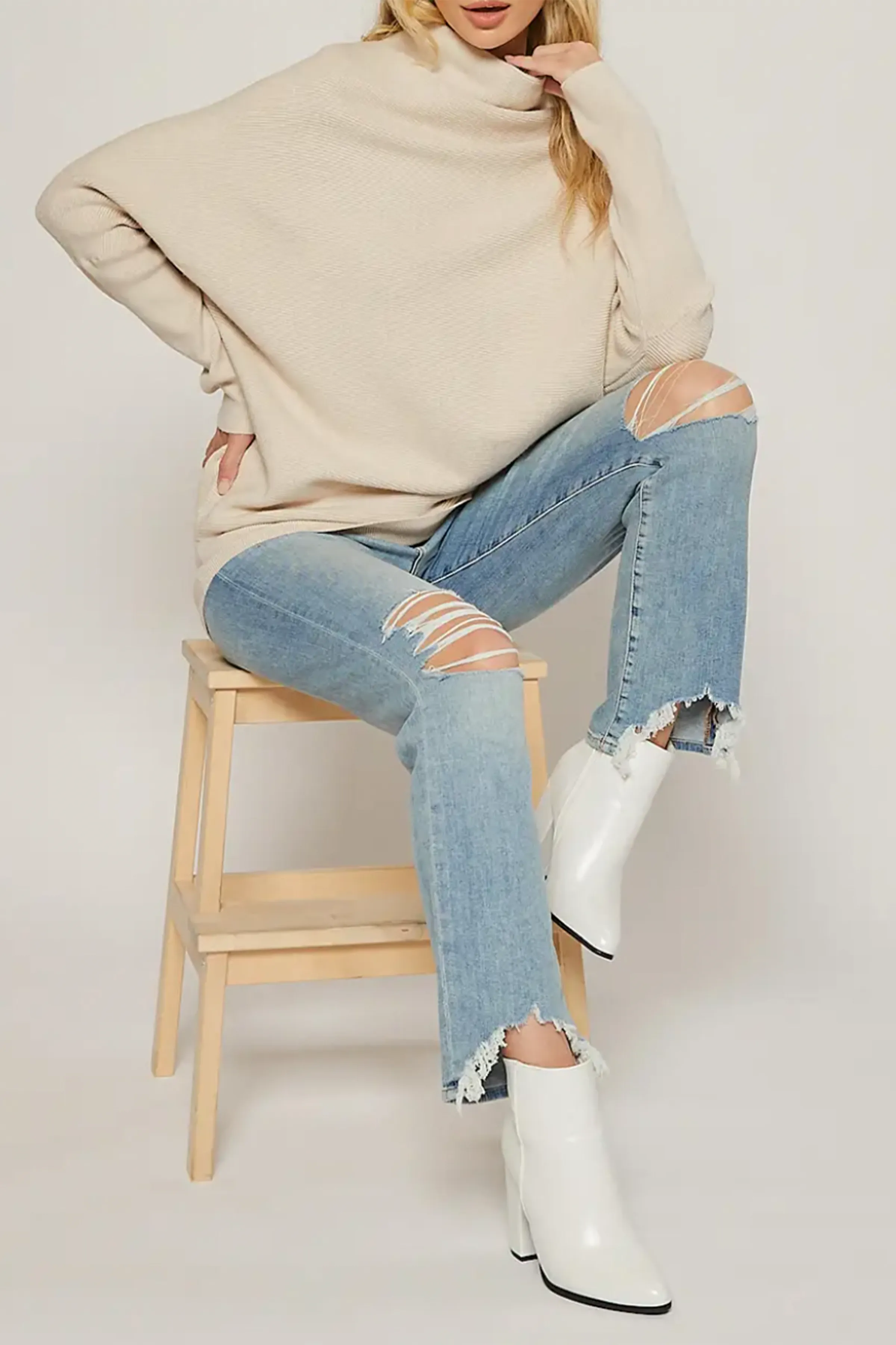 SLOUCH-NECK DOLMAN PULLOVER