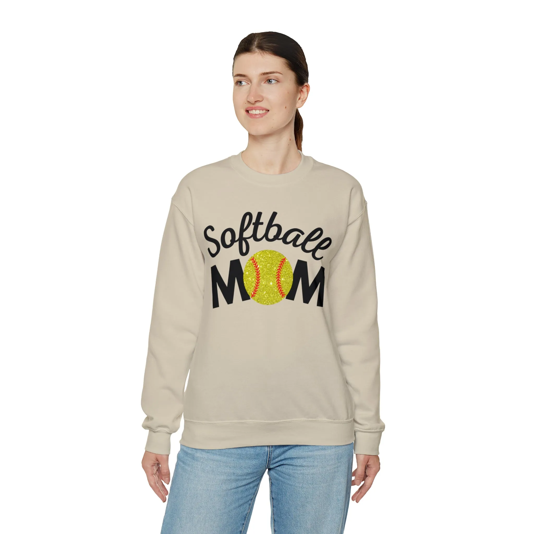Softball Mom Shimmer Crewneck Sweatshirt