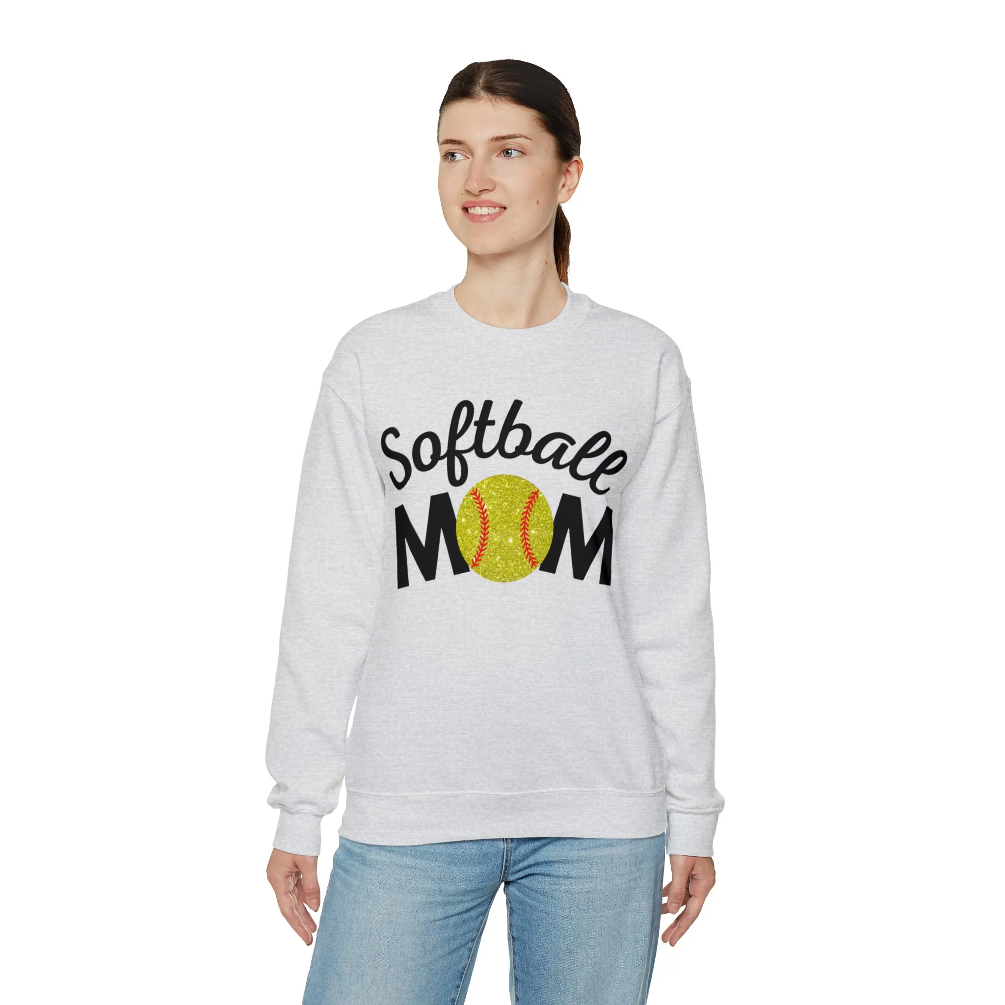 Softball Mom Shimmer Crewneck Sweatshirt