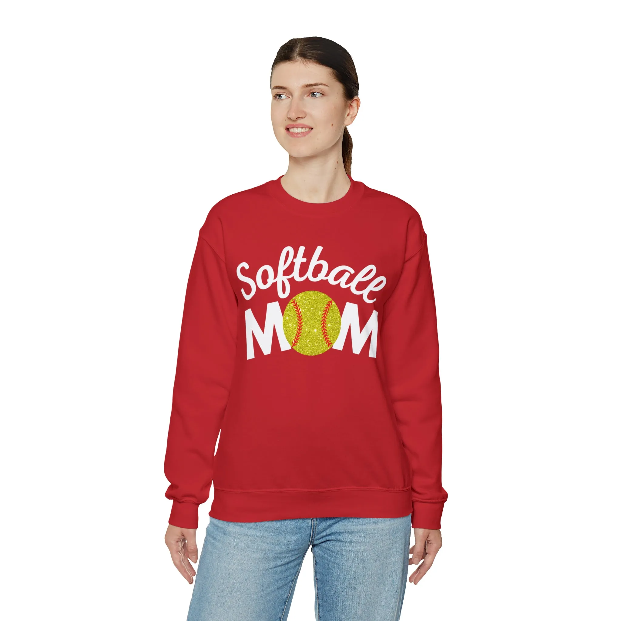 Softball Mom Shimmer Crewneck Sweatshirt